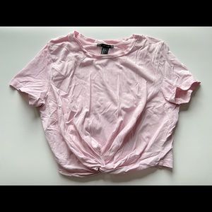 Pink crop top with fake knot